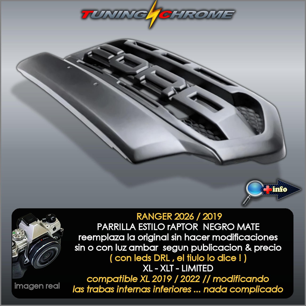 Parilla RANGER XL T8 / Negro Mate / NO LED'S
2019 - 2022